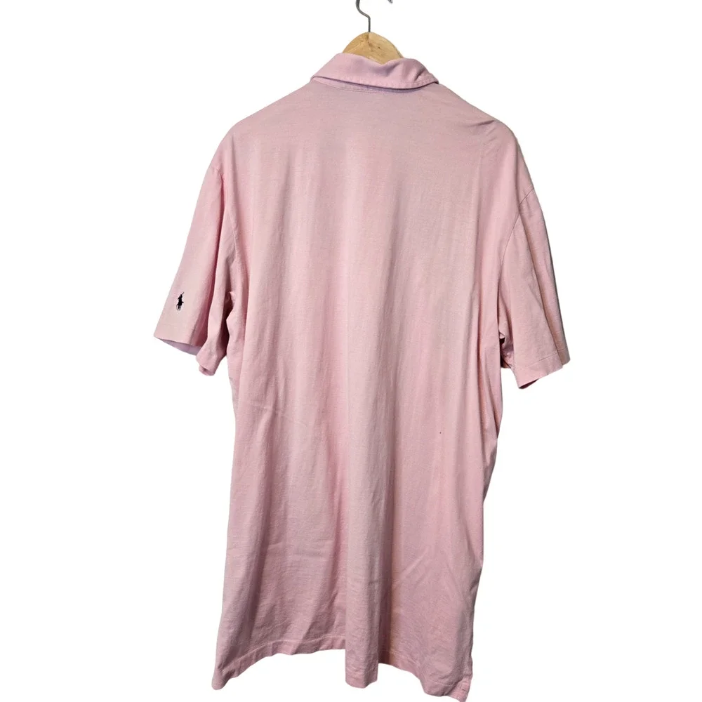 Polo Golf Ralph Lauren Vintage Lisle Pink Cotton Short Sleeve Mens Polo Shirt XL